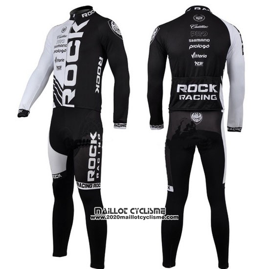 2010 Maillot Ciclismo Rock Racing Noir et Blanc Manches Longues et Cuissard